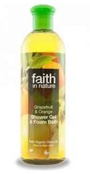 Gel de dus si spuma de baie cu grapefruit si portocala - Faith in Nature